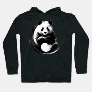 Sumie Enso Circle Japanese Brushstroke Panda Bear Hoodie